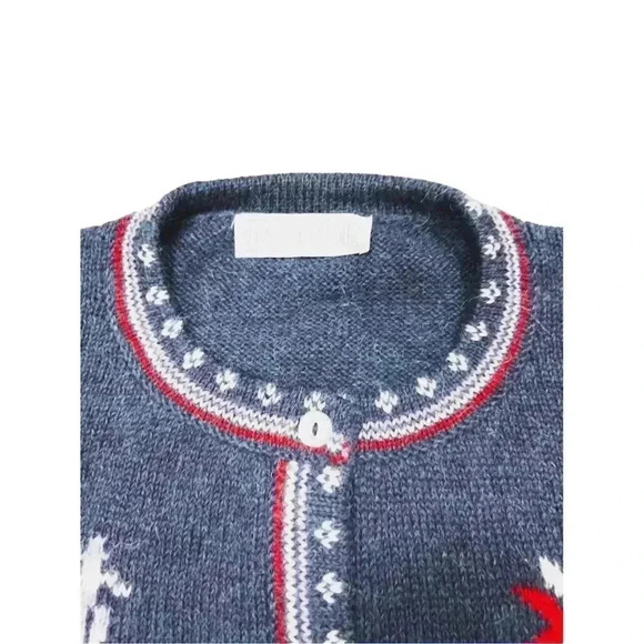 Alpacas Esmeralda Alpaca Wool Cardigan | Blue Geometric Knit Boho Sweater - Picture 12 of 13